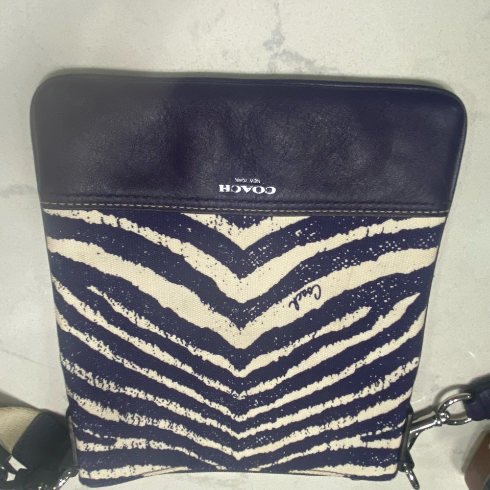 Coach Blue and White Zebra Print Crossbody Bag - Picture 5 of 8